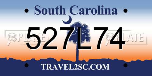 527L74 South Carolina License Plate