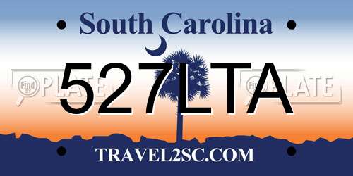 527LTA South Carolina License Plate
