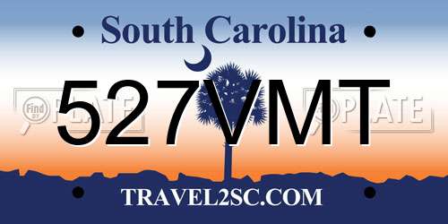 527VMT South Carolina License Plate