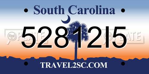 52812I5 South Carolina License Plate