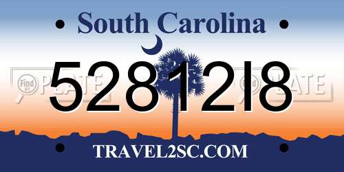 52812I8 South Carolina License Plate