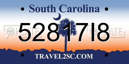 52817I8 South Carolina License Plate
