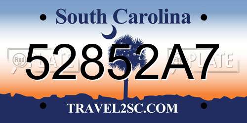 52852A7 South Carolina License Plate