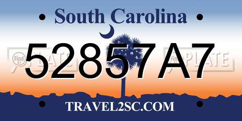 52857A7 South Carolina License Plate