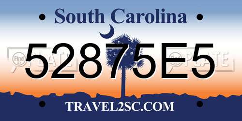 52875E5 South Carolina License Plate