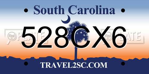 528CX6 South Carolina License Plate