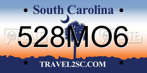 528MO6 South Carolina License Plate