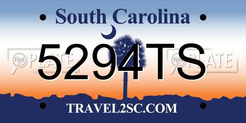 5294TS South Carolina License Plate