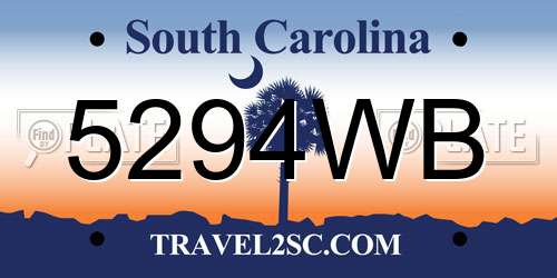 5294WB South Carolina License Plate