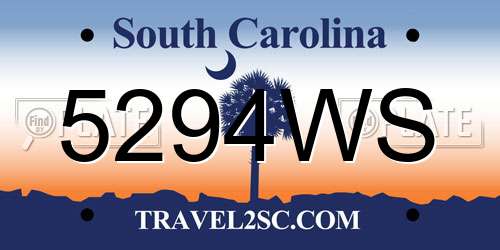 5294WS South Carolina License Plate