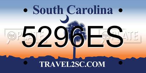 5296ES South Carolina License Plate