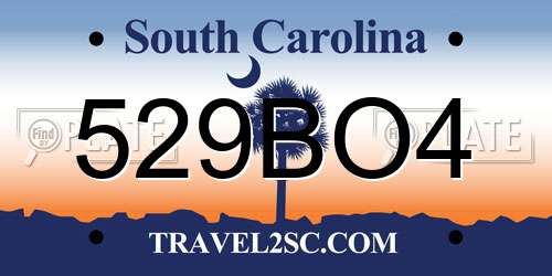 529BO4 South Carolina License Plate