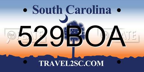 529BOA South Carolina License Plate