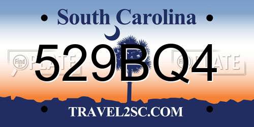 529BQ4 South Carolina License Plate