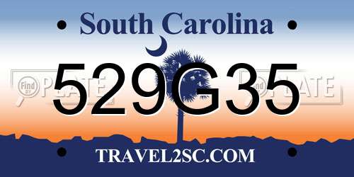 529G35 South Carolina License Plate