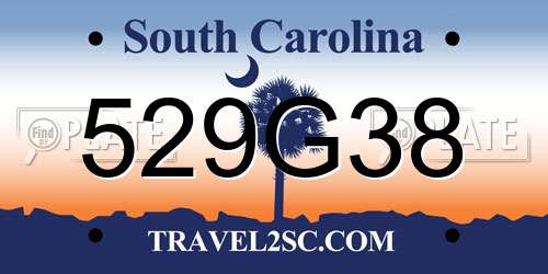 529G38 South Carolina License Plate