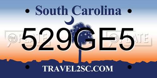 529GE5 South Carolina License Plate