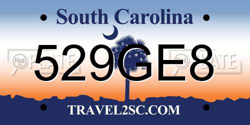 529GE8 South Carolina License Plate