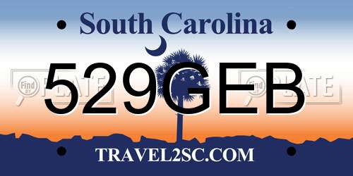 529GEB South Carolina License Plate