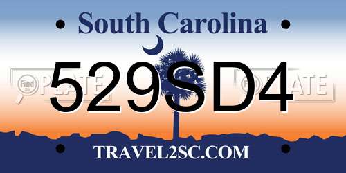 529SD4 South Carolina License Plate