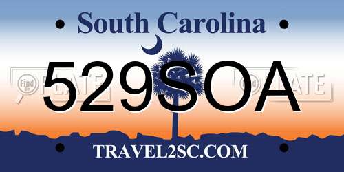 529SOA South Carolina License Plate