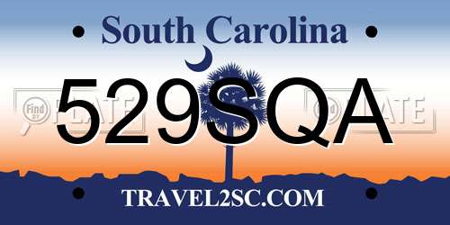 529SQA South Carolina License Plate