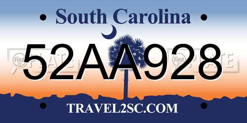 52AA928 South Carolina License Plate