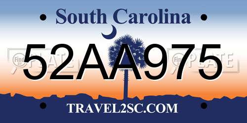 52AA975 South Carolina License Plate