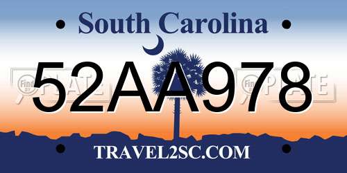 52AA978 South Carolina License Plate