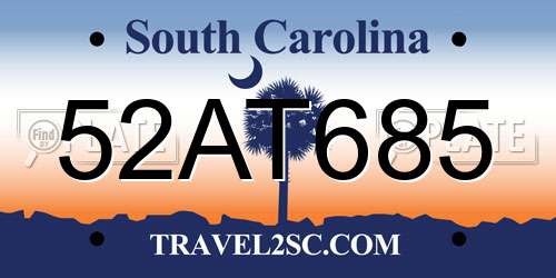 52AT685 South Carolina License Plate