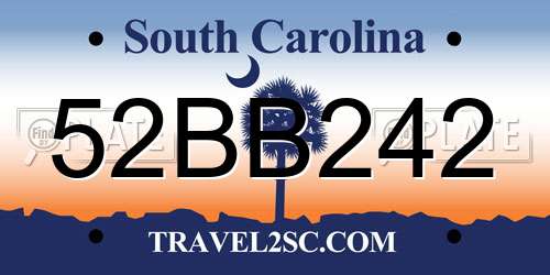 52BB242 South Carolina License Plate
