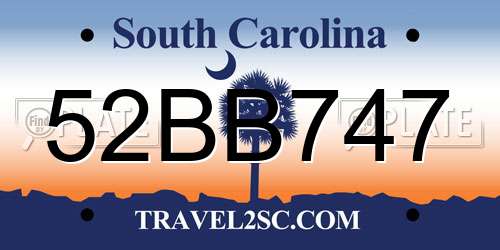 52BB747 South Carolina License Plate