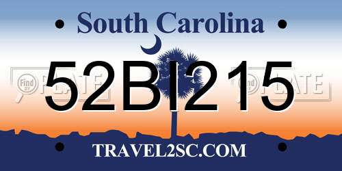 52BI215 South Carolina License Plate