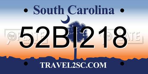 52BI218 South Carolina License Plate