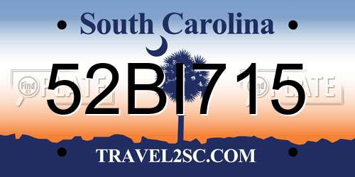 52BI715 South Carolina License Plate