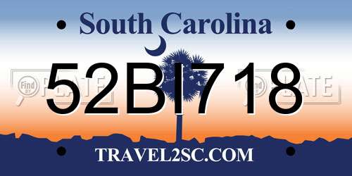 52BI718 South Carolina License Plate