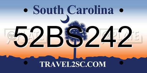 52BS242 South Carolina License Plate