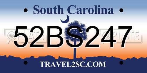 52BS247 South Carolina License Plate