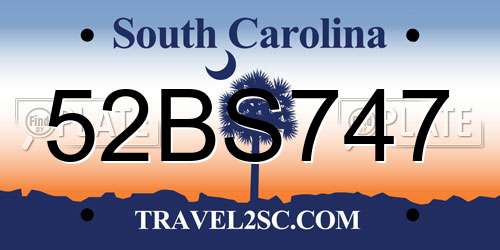 52BS747 South Carolina License Plate