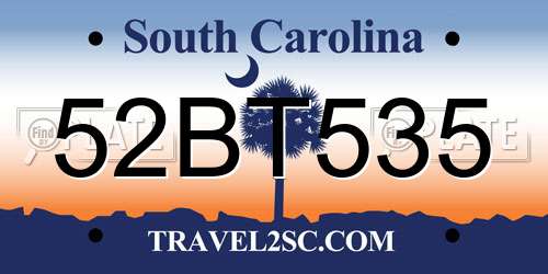 52BT535 South Carolina License Plate