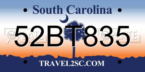 52BT835 South Carolina License Plate