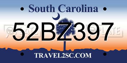 52BZ397 South Carolina License Plate