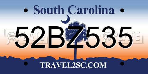 52BZ535 South Carolina License Plate