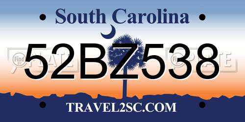 52BZ538 South Carolina License Plate