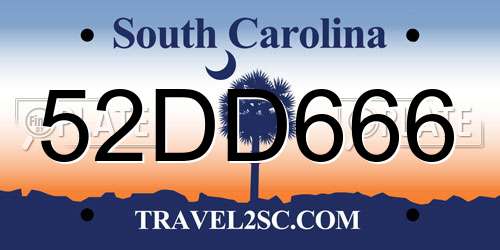 52DD666 South Carolina License Plate