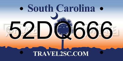 52DQ666 South Carolina License Plate