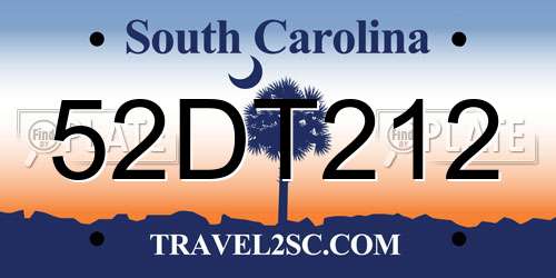 52DT212 South Carolina License Plate
