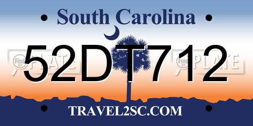 52DT712 South Carolina License Plate