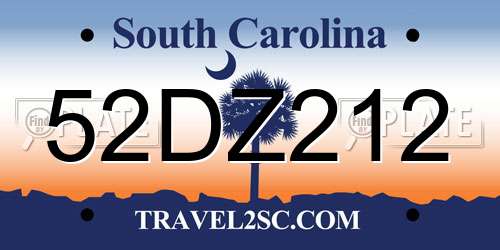 52DZ212 South Carolina License Plate
