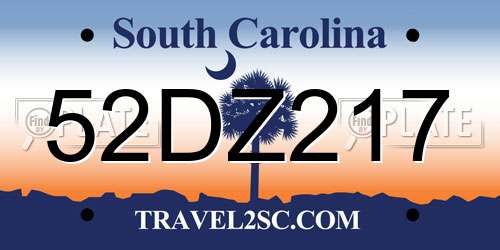 52DZ217 South Carolina License Plate